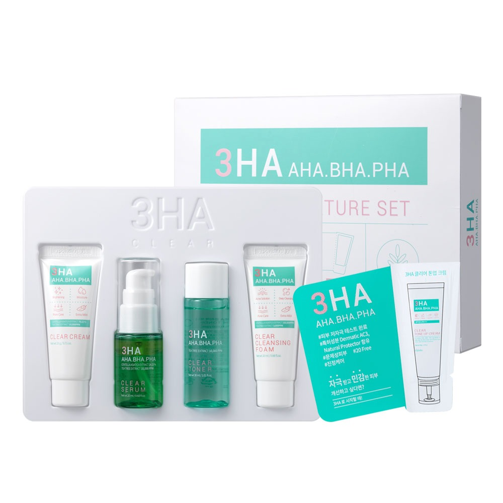 3HA Clear Miniature Set Anti Acne (AHA-BHA-PHA) - Esfolio