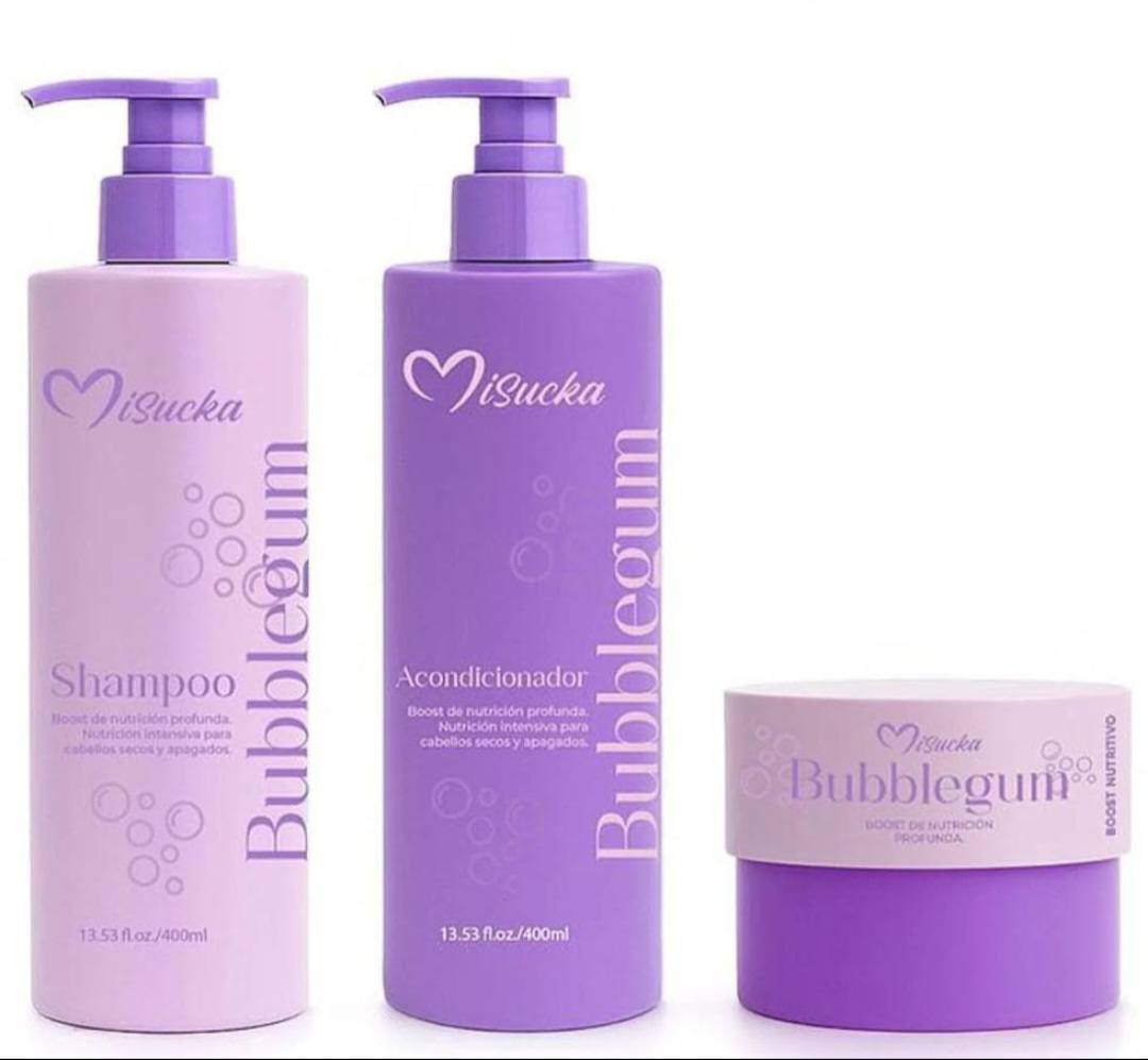 Set Shampoo + Acondicionador + Mascarilla Bubblegum Boost Nutritivo - Misucka