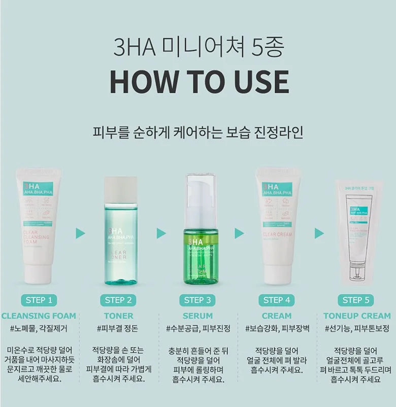 3HA Clear Miniature Set Anti Acne (AHA-BHA-PHA) - Esfolio