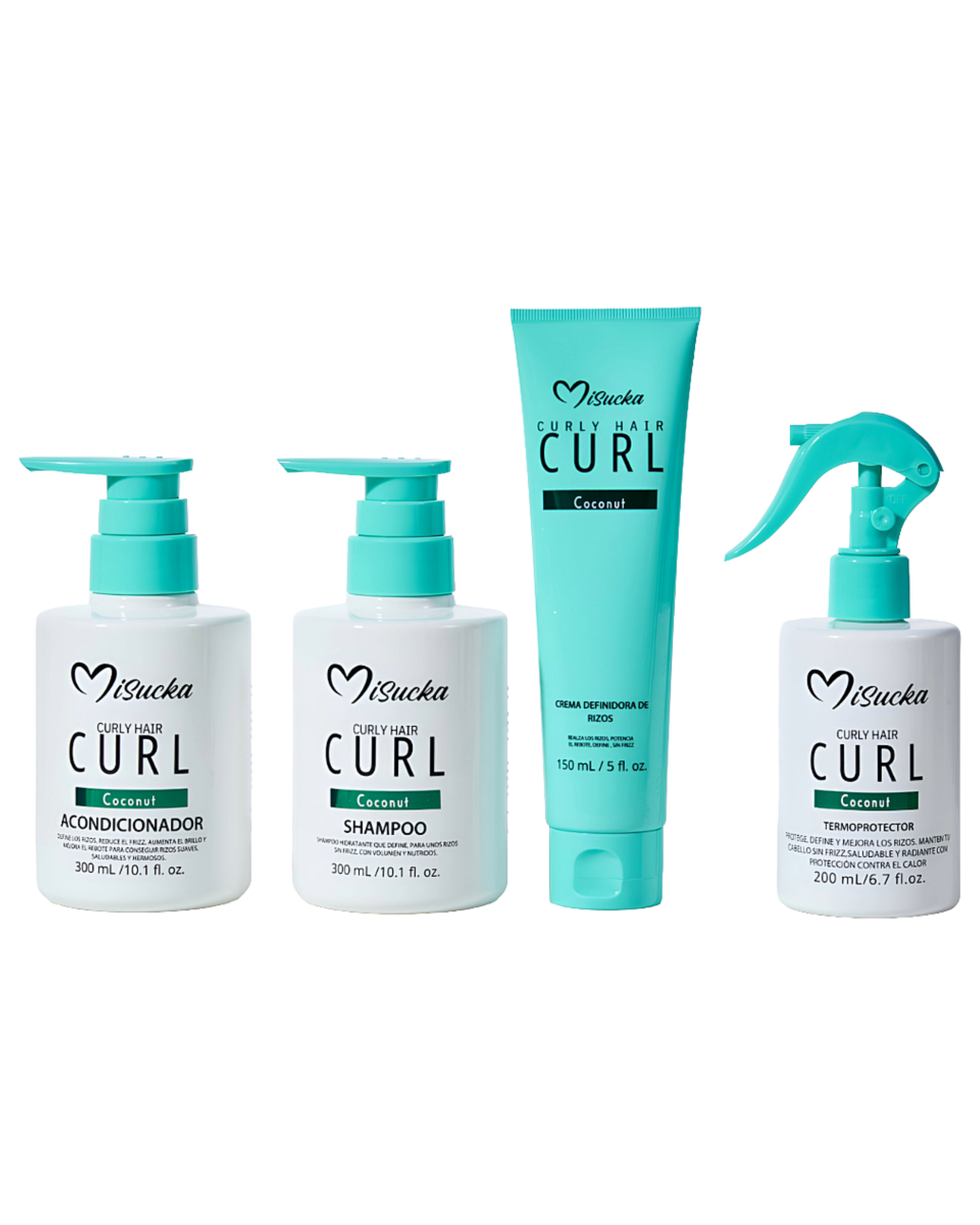 Set Shampoo + Acondicionador + Crema Definidora + Protector Térmico Curl Coconut - Misucka