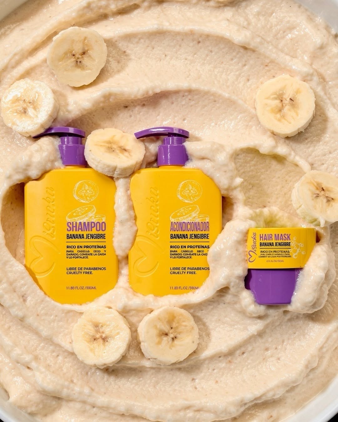 Set Shampoo + Acondicionador + Mascarilla Banana Jengibre - Misucka