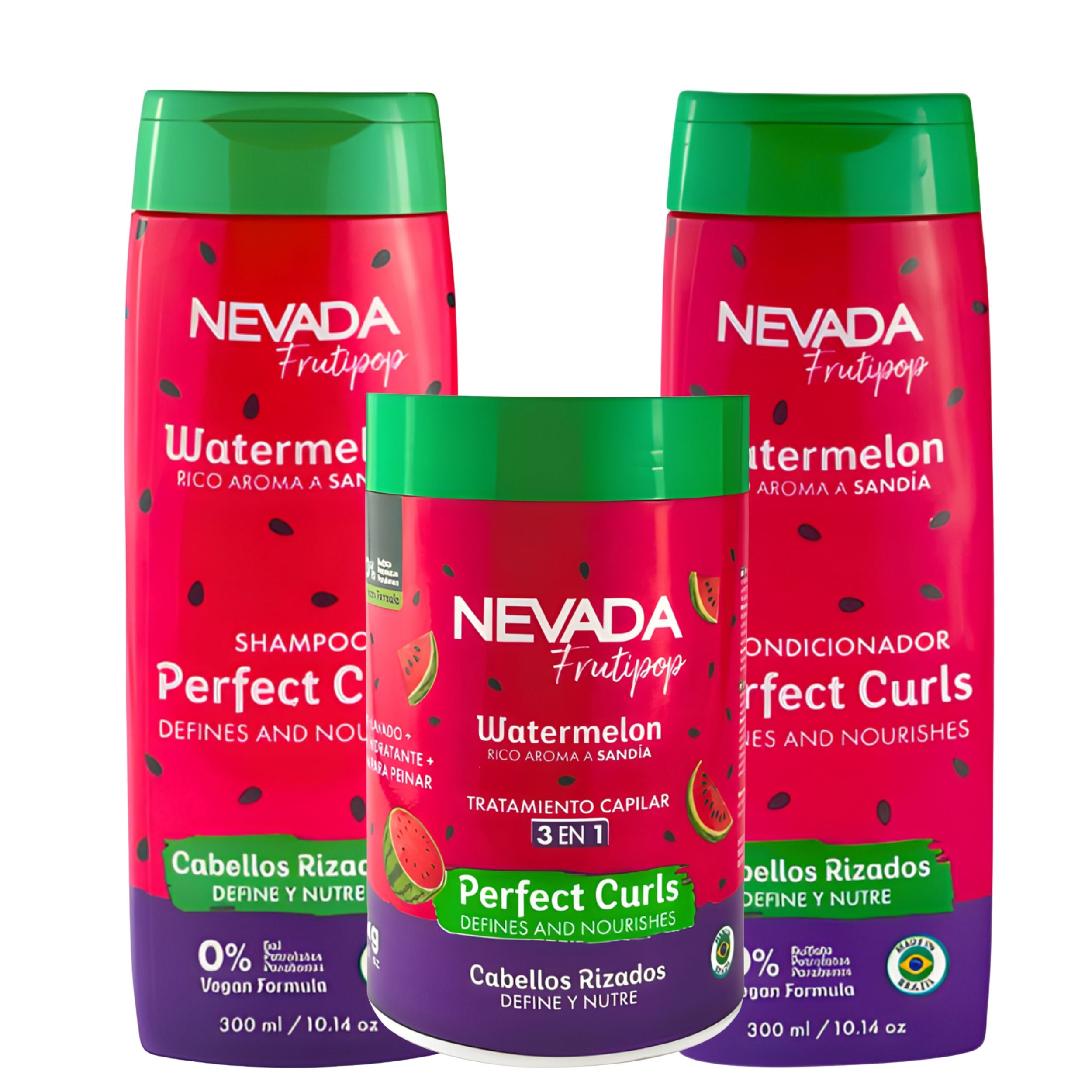 Trio Capilar Shampoo + Acondicionador + Mascarilla Cabello Rizado Sandía Frutipop - Nevada
